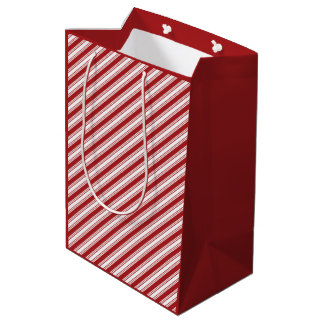 Candy Cane Classic Christmas Red and White Stripes Medium Gift Bag