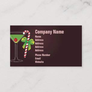 Candy Cane Cocktail Christmas Business Card