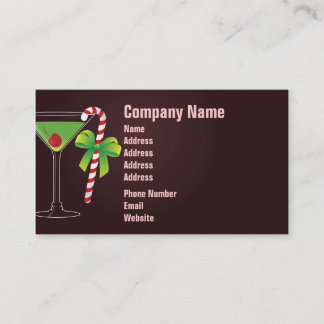 Candy Cane Cocktail Christmas Business Card