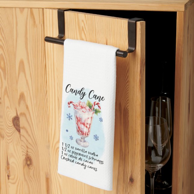 Candy Cane Cocktail Recipe Christmas Holiday Tea Towel (Thirds Fold)