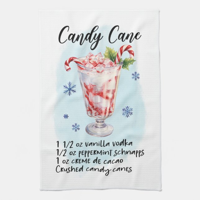 Candy Cane Cocktail Recipe Holiday  Tea Towel (Vertical)