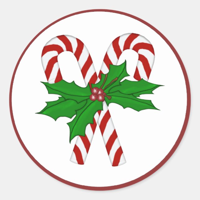 Candy Cane Collection Classic Round Sticker (Front)