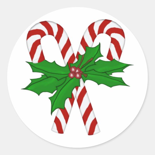 Candy Cane Collection Classic Round Sticker