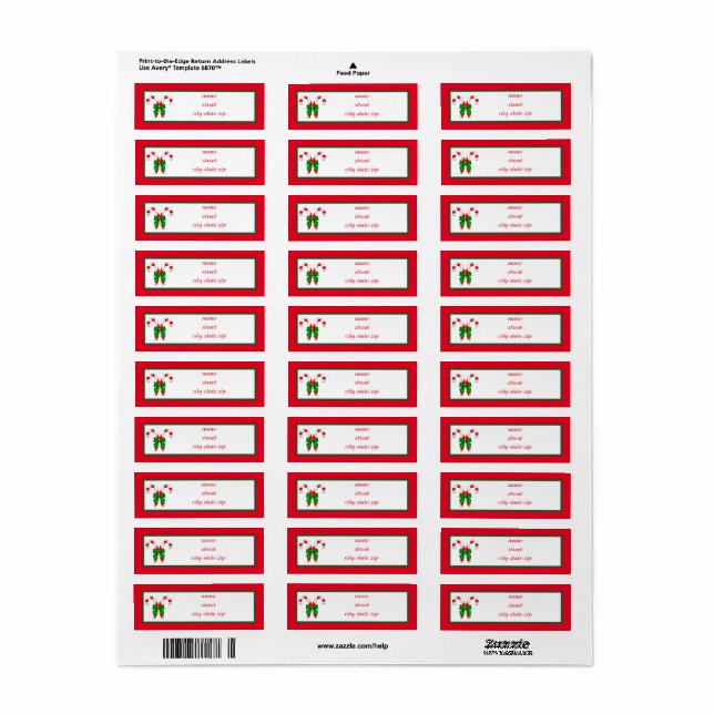 Candy Cane Colourful Christmas Return Address Label (Full Sheet)