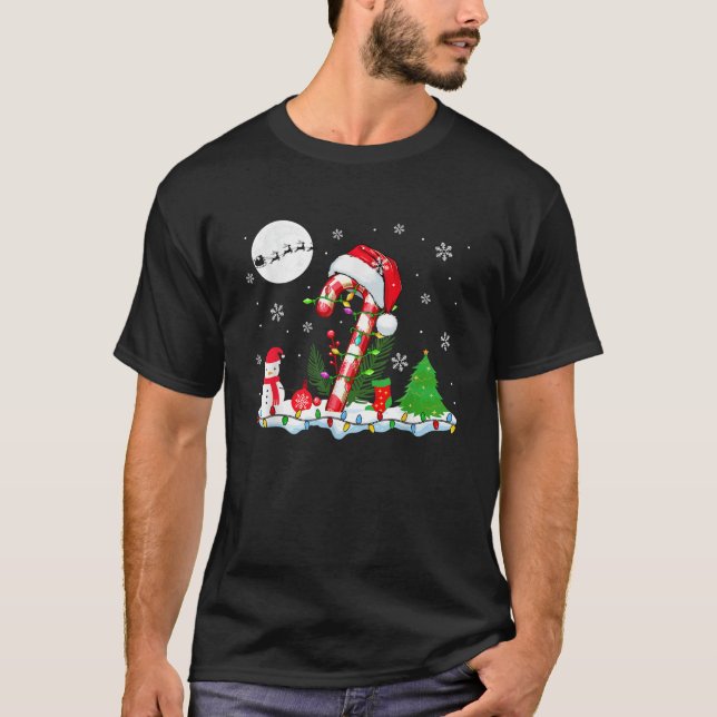 Candy Cane Cosplay Christmas Snowman Colorful Ligh T-Shirt (Front)