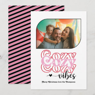 Candy Cane Cosy Vibes Only Christmas Photo Holiday Card