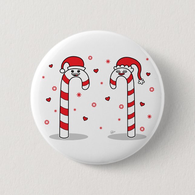 Candy Cane Couple - Button (Front)