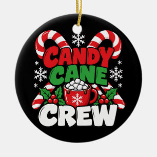 Candy Cane Crew Adult Men Women Kids Christmas PJs Ceramic Ornament