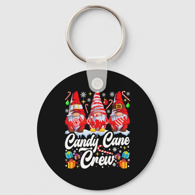 Candy Cane Crew Christmas Candy Lover Gnome Key Ring (Front)