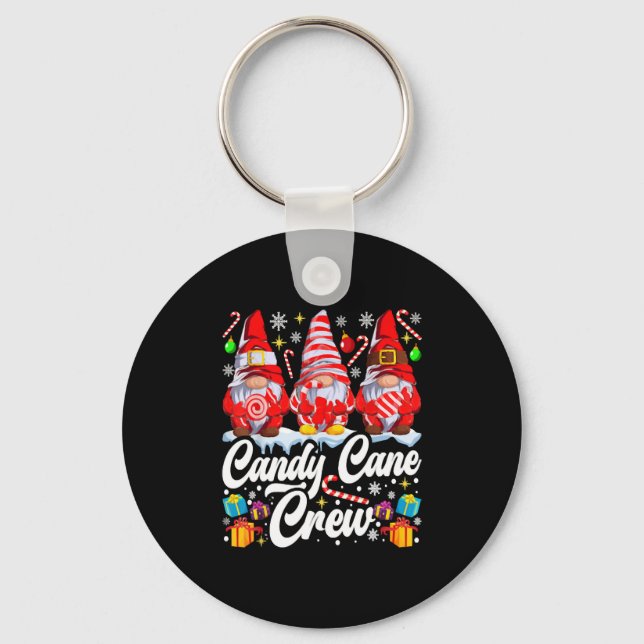 Candy Cane Crew Christmas Candy Lover Gnome Key Ring (Front)
