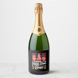 Candy Cane Crew Christmas Candy Lover Gnome Sparkling Wine Label