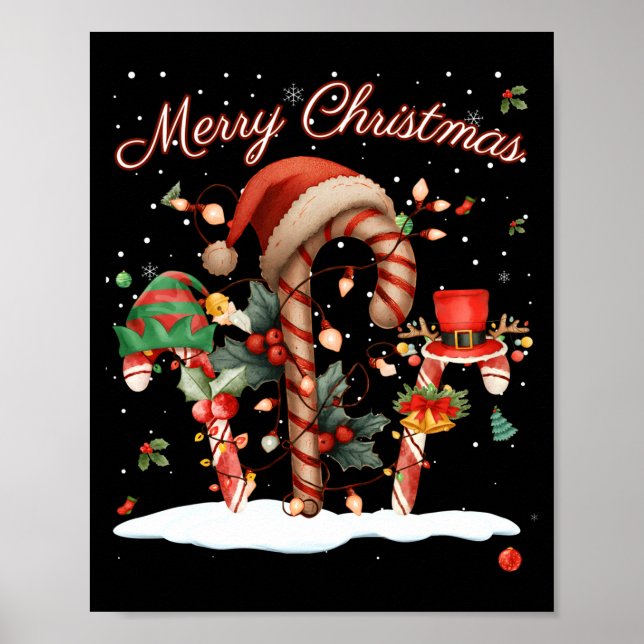 Candy Cane Crew Christmas Elf Hat Santa Holiday De Poster (Front)