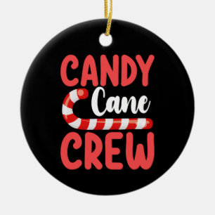 Candy Cane Crew Christmas Family Holiday Pyjamas Ceramic Ornament