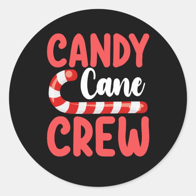 Candy Cane Crew Christmas Family Holiday Pyjamas Classic Round Sticker (Front)