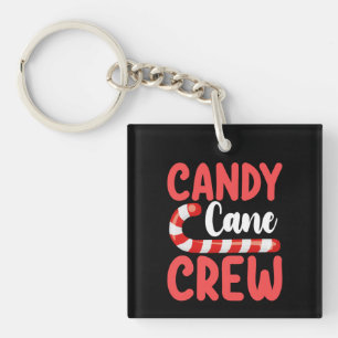 Candy Cane Crew Christmas Family Holiday Pyjamas Key Ring