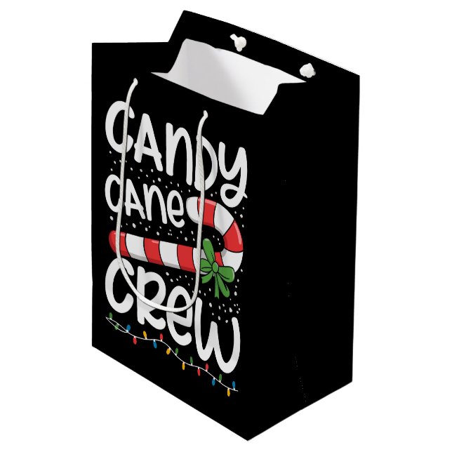 Candy Cane Crew Christmas Family Xmas Holiday  Medium Gift Bag (Front Angled)