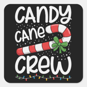 Candy Cane Crew Christmas Family Xmas Holiday Square Sticker