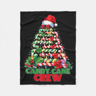 Candy Cane Crew Christmas Funny Xmas Matching Fami Fleece Blanket