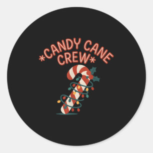 Candy Cane Crew Christmas Lights Family Kids Boys Classic Round Sticker