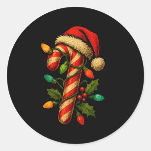 Candy Cane Crew Christmas Lights Family Matching X Classic Round Sticker