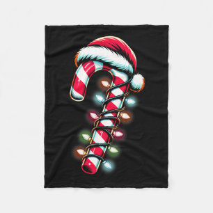 Candy Cane Crew Christmas Lights Family Matching X Fleece Blanket