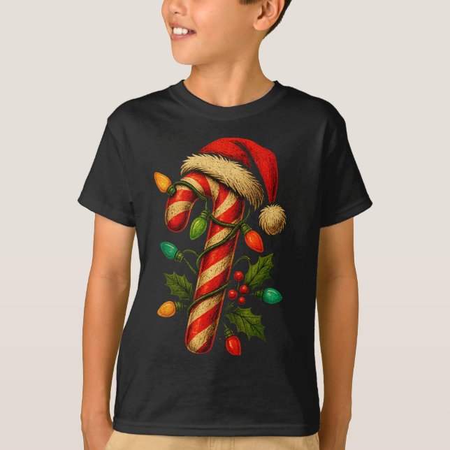 Candy Cane Crew Christmas Lights Family Matching X T-Shirt (Front)