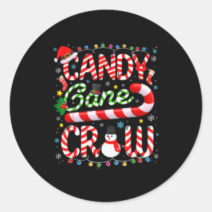 Candy Cane Crew Christmas Pajamas Adult Men Women  Classic Round Sticker