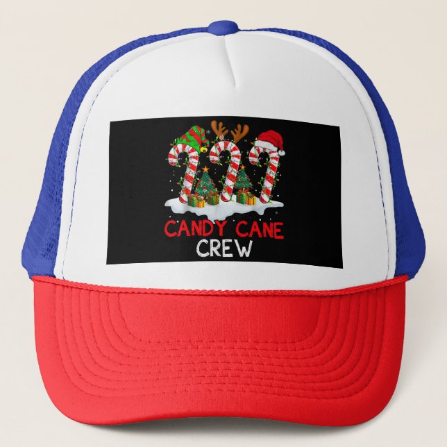 Candy Cane Crew Christmas Santa Elf Reindeer X-mas Trucker Hat (Front)