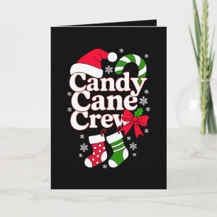 Candy Cane Crew Christmas Santa Hat Snowflake Card