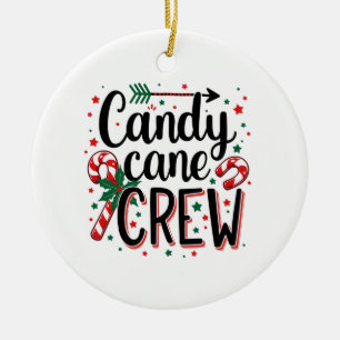 Candy cane crew Christmas snack Matching Cousins Ceramic Ornament