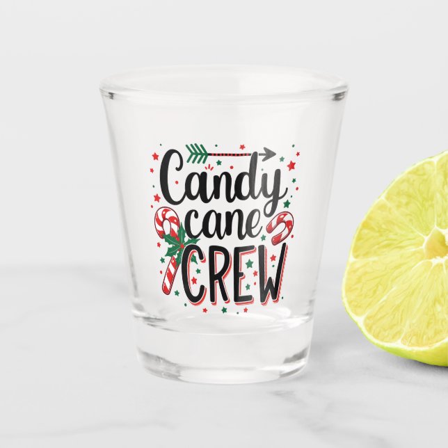 Candy cane crew Christmas snack Matching Cousins Shot Glass (Front)