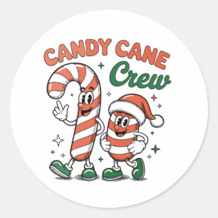 Candy Cane Crew Christmas Xmas Holiday Season Classic Round Sticker
