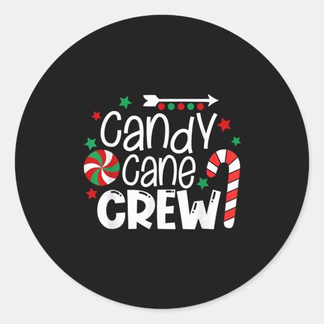 Candy Cane Crew Christmas Xmas Love Candy Boys Gir Classic Round Sticker (Front)