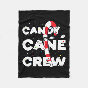 Candy Cane Crew Fun Christmas Candy Lover Dancing  Fleece Blanket