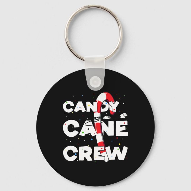 Candy Cane Crew Fun Christmas Candy Lover Dancing  Key Ring (Front)