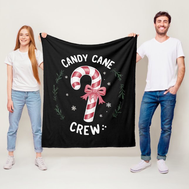 Candy Cane Crew Funny Christmas Candy Lover Xmas Fleece Blanket (In Situ)
