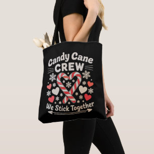 Candy Cane Crew Heart Holiday Matching Family Xmas Tote Bag