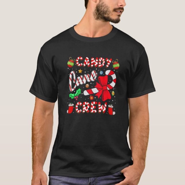 Candy Cane Crew Merry And Bright Candy Cane Xmas C T-Shirt (Front)