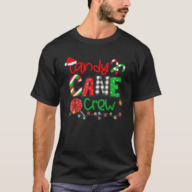 Candy Cane Crew Merry Christmas 2023 Funny Family  T-Shirt (Front)