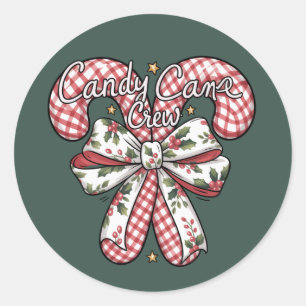Candy Cane Crew Preppy Christmas Holiday Classic Round Sticker