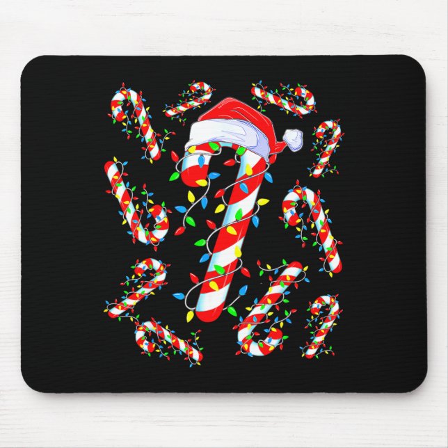 Candy Cane Crew Red And White Santa Funny Christma Mouse Pad (Front)