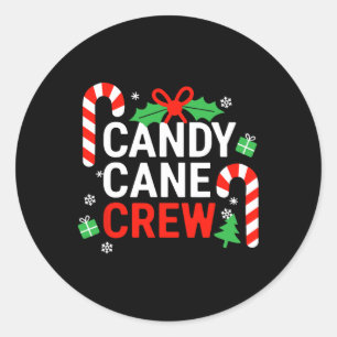 Candy Cane Crew Shirt Adult Men Women Kids Christm Classic Round Sticker