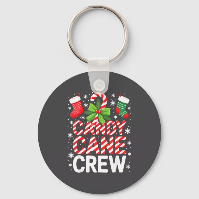 Candy Cane Crew Shirt Adult Men Women Kids Christm Key Ring (Front)
