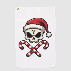 Candy Cane Crew Skull Christmas 2025 Funny Men Boy Golf Towel