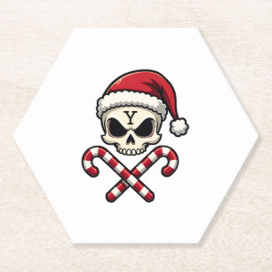 Candy Cane Crew Skull Christmas 2025 Funny Men Boy Paper Coaster