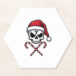 Candy Cane Crew Skull Christmas 2025 Funny Men Boy Paper Coaster