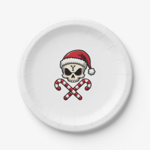 Candy Cane Crew Skull Christmas 2025 Funny Men Boy Paper Plate