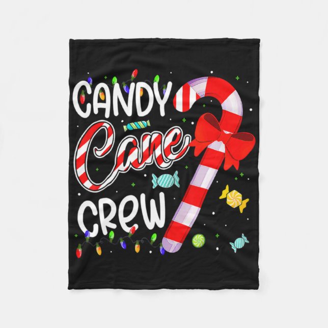 Candy Cane Crew Xmas Lights Candy Matching Family  Fleece Blanket (Front)