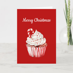 Candy Cane Cupcake Christmas Card