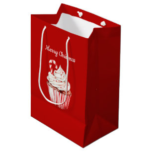 Candy Cane Cupcake Christmas Medium Gift Bag